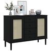 vidaXL Μπουφές SENJA Μαύρο / Ρατάν 112 x 40 x 80 εκ. Μασίφ Ξύλο Πεύκου