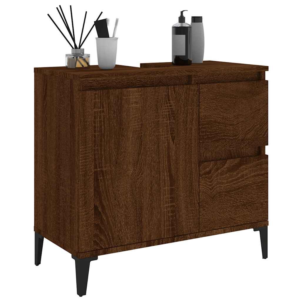 vidaXL Ντουλάπι Μπάνιου Καφέ Δρυς 65x33x60 εκ. Επεξεργασμένο Ξύλο