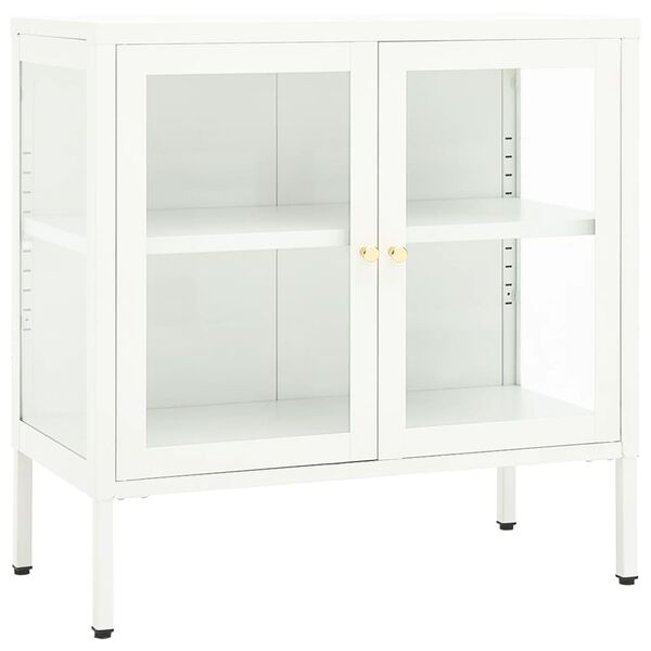vidaXL Μπουφές Λευκός 70 x 35 x 70 εκ. από Ατσάλι και Γυαλί