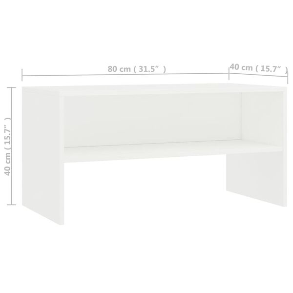 vidaXL Έπιπλο Τηλεόρασης Λευκό 80 x 40 x 40 εκ. από Επεξ. Ξύλο