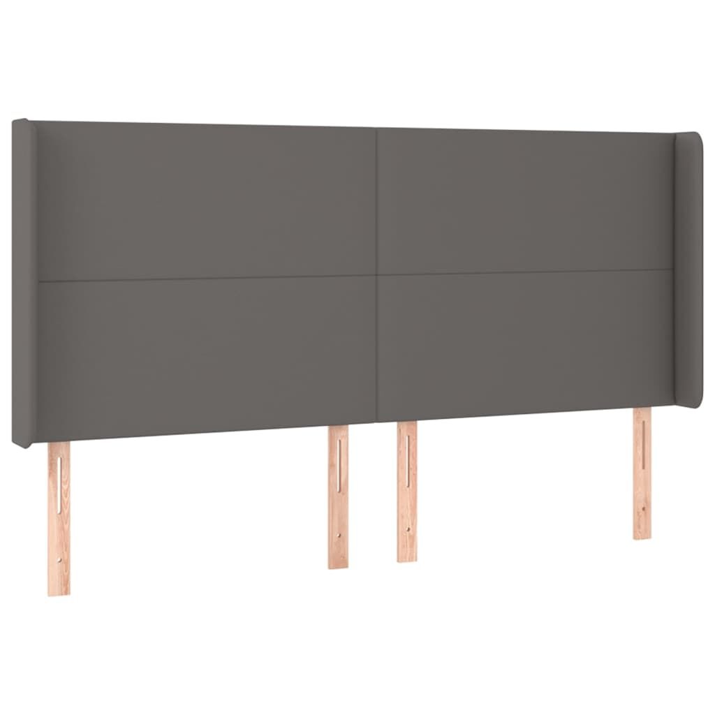 vidaXL Κρεβάτι Boxspring με Στρώμα & LED Γκρι 180x200 εκ. Συνθ. Δέρμα