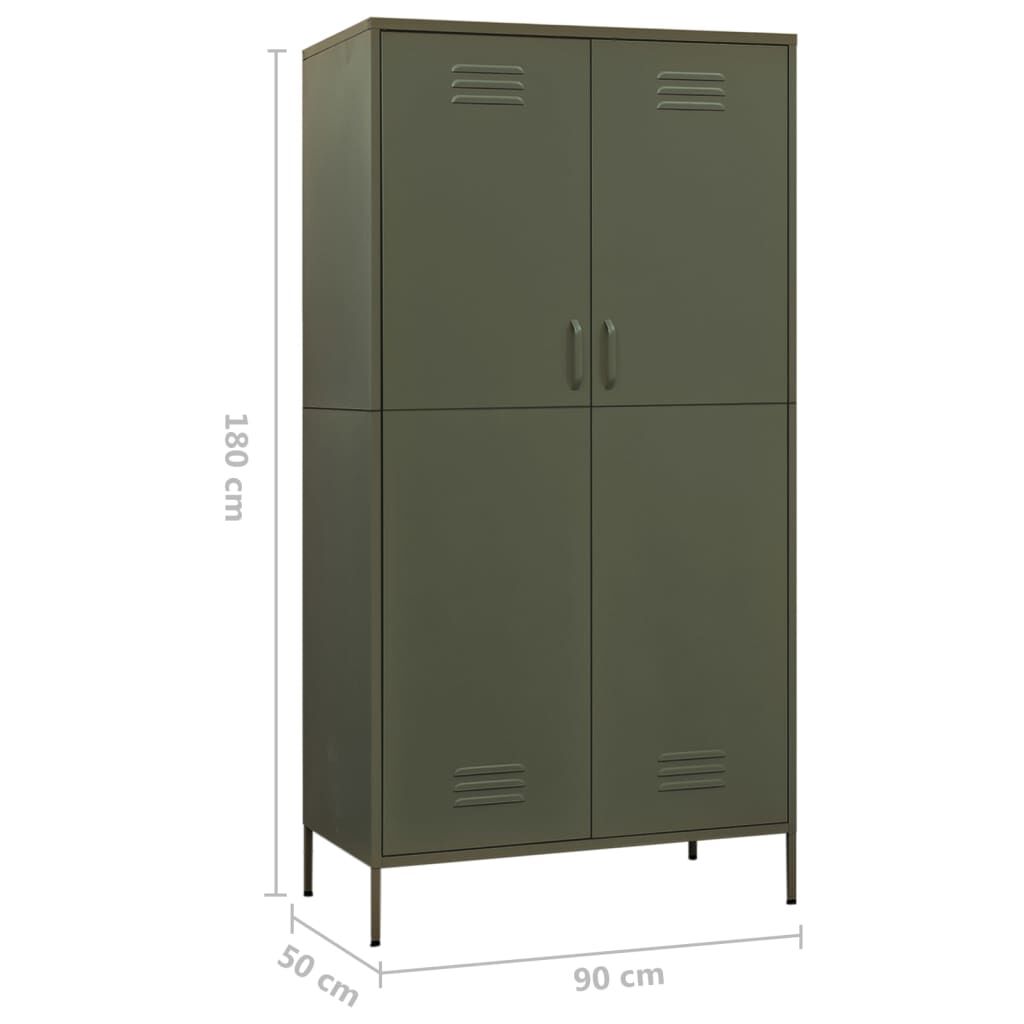 vidaXL Ντουλάπα Πράσινο Λαδί 90 x 50 x 180 εκ. από Ατσάλι
