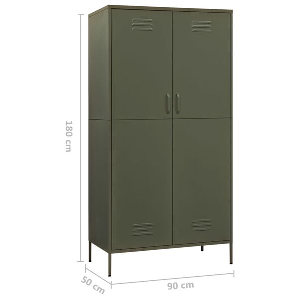 vidaXL Ντουλάπα Πράσινο Λαδί 90 x 50 x 180 εκ. από Ατσάλι