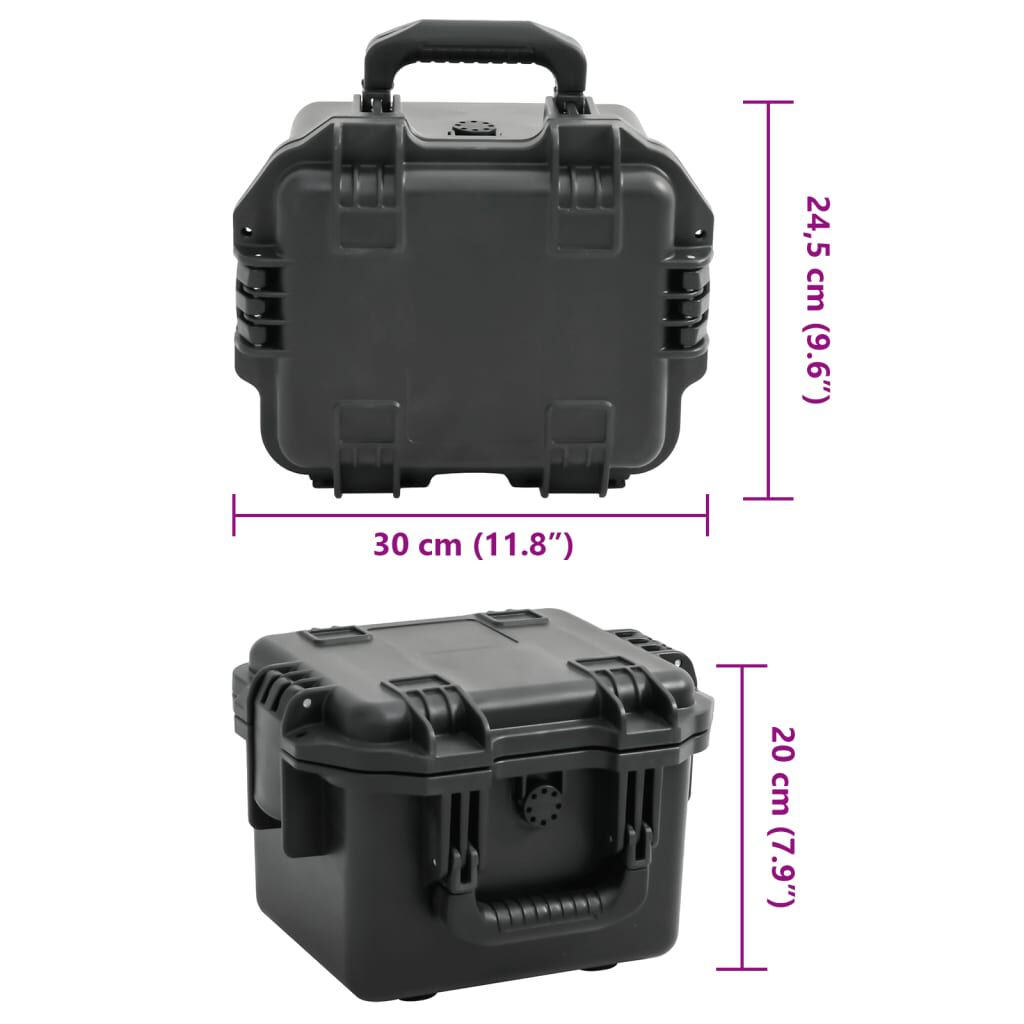 vidaXL Θήκη Πτήσης Φορητή Μαύρη 30x24,5x20 εκ. από Πολυπροπυλένιο