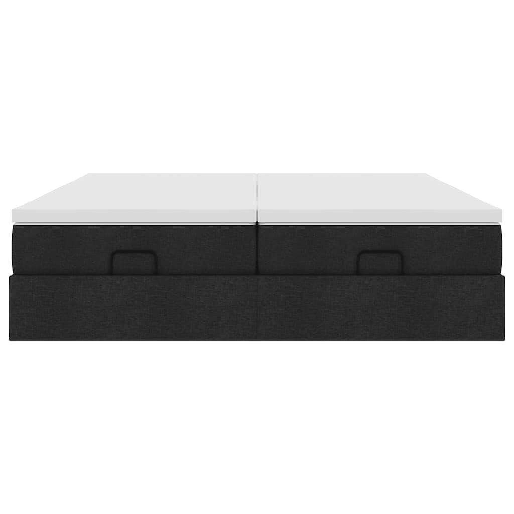 vidaXL Οθωμανικό κρεβάτι με στρώματα Μαύρο 180x200cm Ύφασμα