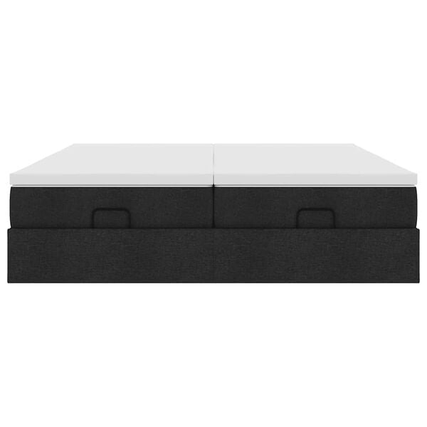 vidaXL Οθωμανικό κρεβάτι με στρώματα Μαύρο 180x200cm Ύφασμα