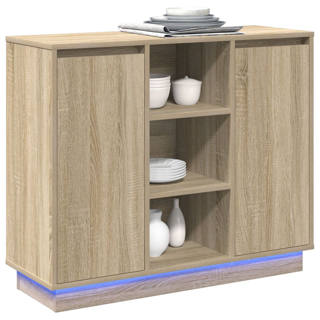vidaXL Μπουφέ με LED Sonoma Oak 90x32x75 εκ Επεξεργασμένο ξύλο
