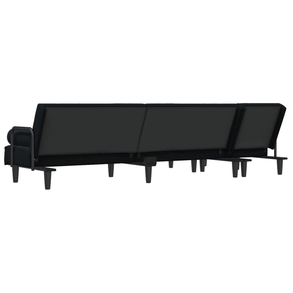 vidaXL Καναπές Κρεβάτι Γωνιακός Μαύρος 260 x 140 x 70 εκ. Βελούδινος