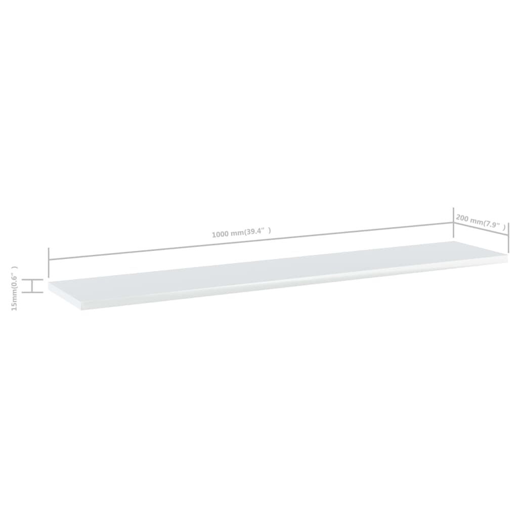 vidaXL Ράφια Βιβλιοθήκης 8 τεμ. Γυαλ. Λευκό 100x20x1,5 εκ. Μοριοσανίδα