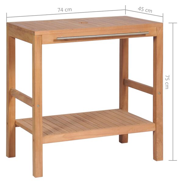 vidaXL Έπιπλο Μπάνιου 74 x 45 x 75 εκ. από Μασίφ Ξύλο Teak