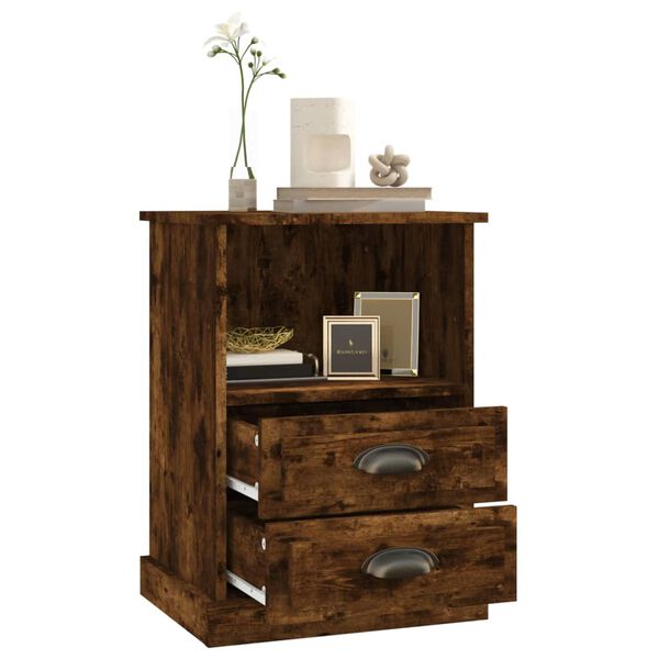 vidaXL Κομοδίνο Καπνιστή Δρυς 43x36x60 εκ.