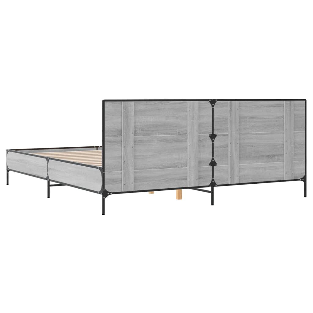 vidaXL Πλαίσιο Κρεβατιού Γκρι Sonoma 180x200 εκ. Επεξ. Ξύλο & Μέταλλο