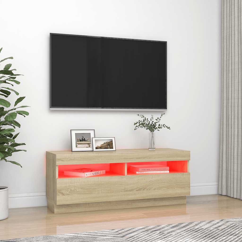 vidaXL Έπιπλο Τηλεόρασης με Φωτισμό LED Sonoma Δρυς 100 x 35 x 40 εκ.