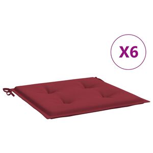 vidaXL Μαξιλάρια Καρέκλας Κήπου 6τεμ Μπορντό 50x50x3 εκ. Oxford Ύφασμα