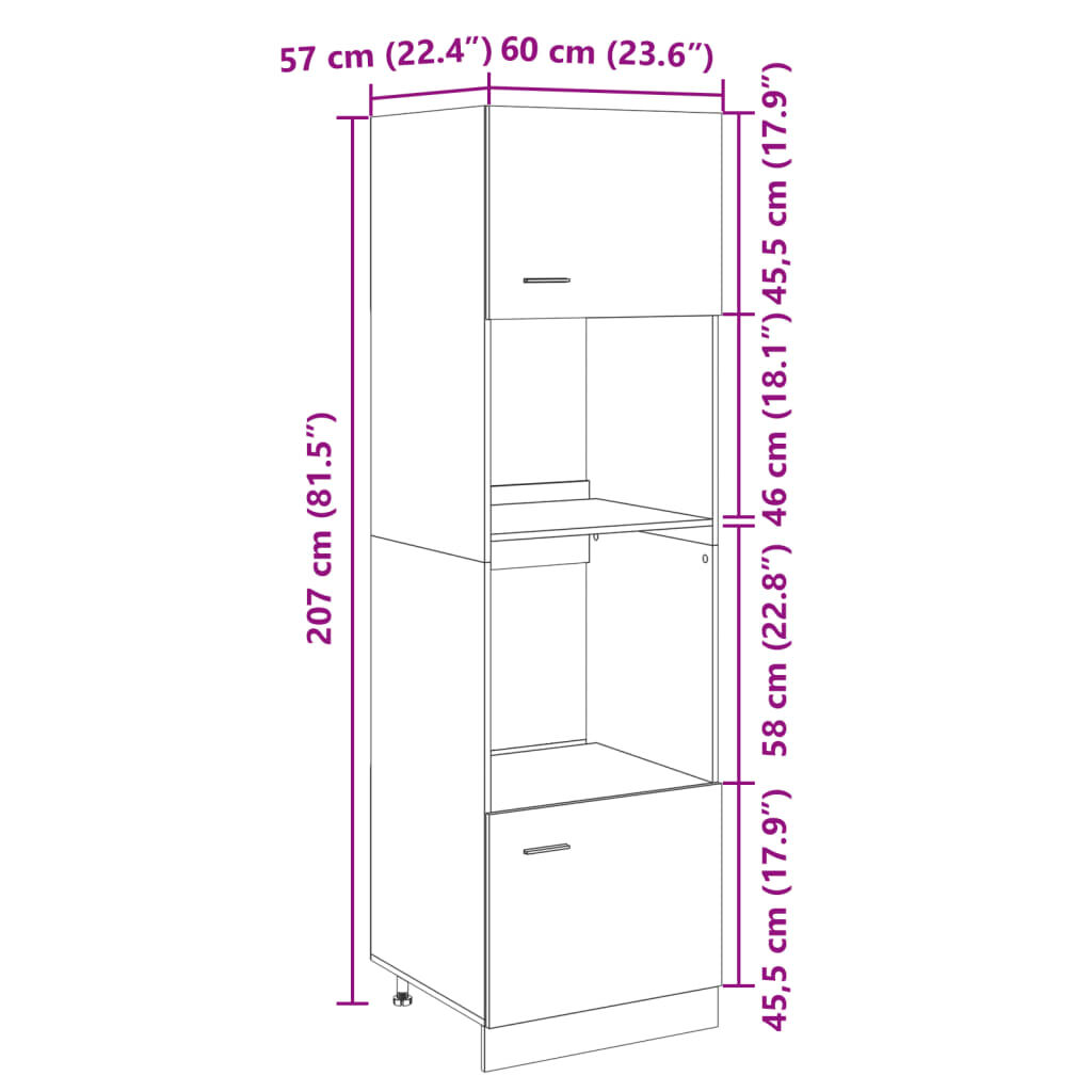 vidaXL Ντουλάπι για Φούρνο Μικροκυμάτων Lyon Sonoma Δρυς 60x57x207 εκ.