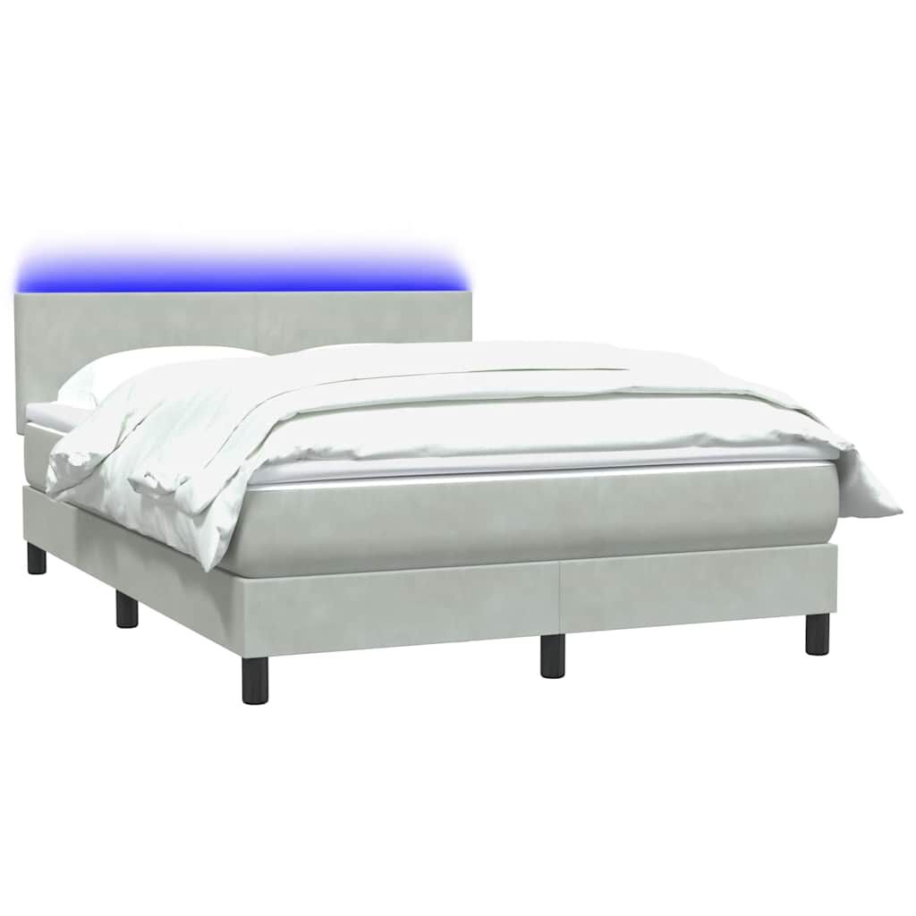 vidaXL Κρεβάτι Boxspring με Στρώμα Ανοιχτό Γκρι 140x220 εκ. Βελούδινο
