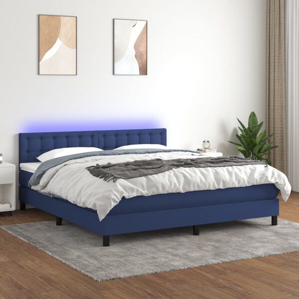 vidaXL &Kappa;&rho;&epsilon;&beta;ά&tau;&iota; Boxspring &mu;&epsilon; &Sigma;&tau;&rho;ώ&mu;&alpha; & LED &Mu;&pi;&lambda;&epsilon; 160x200 &epsilon;&kappa;. &Upsilon;&phi;&alpha;&sigma;&mu;ά&tau;&iota;&nu;&omicron;