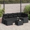 vidaXL Σετ Καναπέ Κήπου με μαξιλάρι 7 pcs Μαύρο Πολυ ράταν