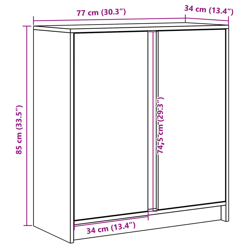vidaXL Ντουλάπι με Φώτα LED Μαύρη 77x34x85 εκ. Επεξεργασμένο Ξύλο