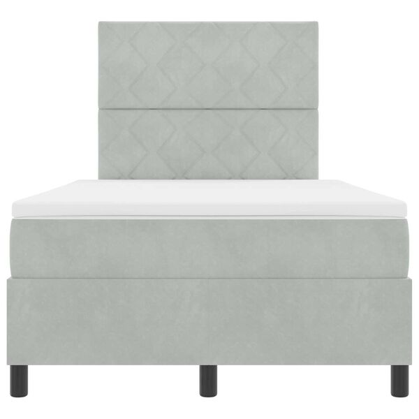 κρεβάτι Box Spring με στρώμα και LED vidaXL Γκρι 120x190 cm Βελούδο