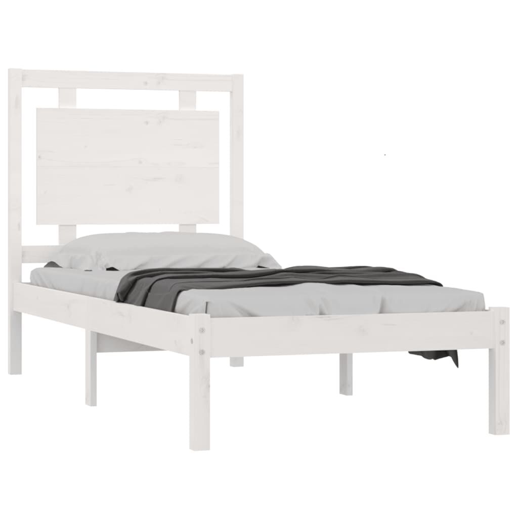 vidaXL Πλαίσιο Κρεβατιού Λευκό 75x190 εκ. Μασίφ Ξύλο Small Single