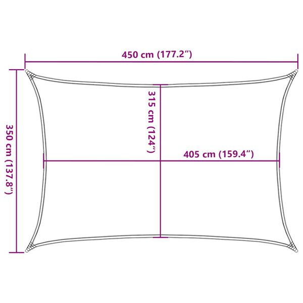 vidaXL Πανί Σκίασης Κόκκινο 3,5 x 4,5 μ. από HDPE 160 γρ./μ²