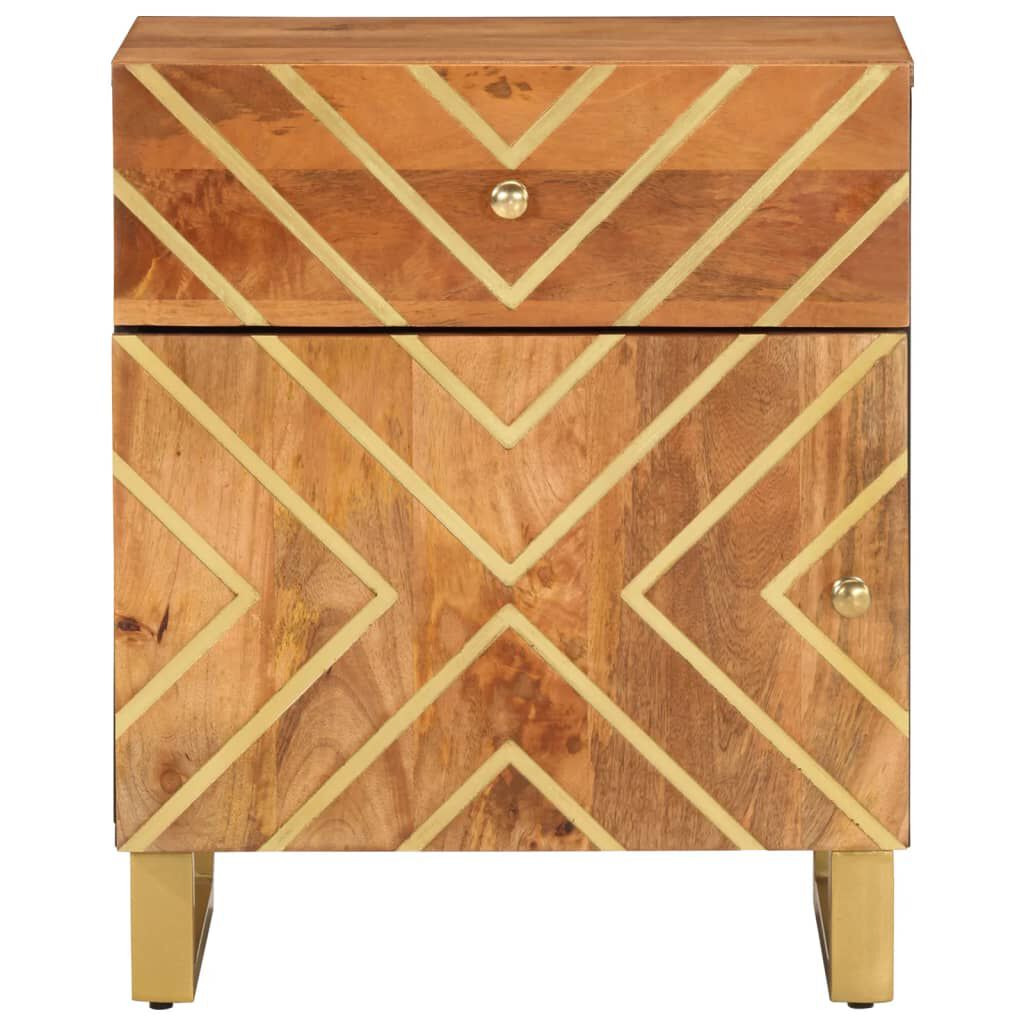 vidaXL Κομοδίνο Καφέ και Μαύρο 50x33x60 εκ. από Μασίφ Ξύλο Μάνγκο