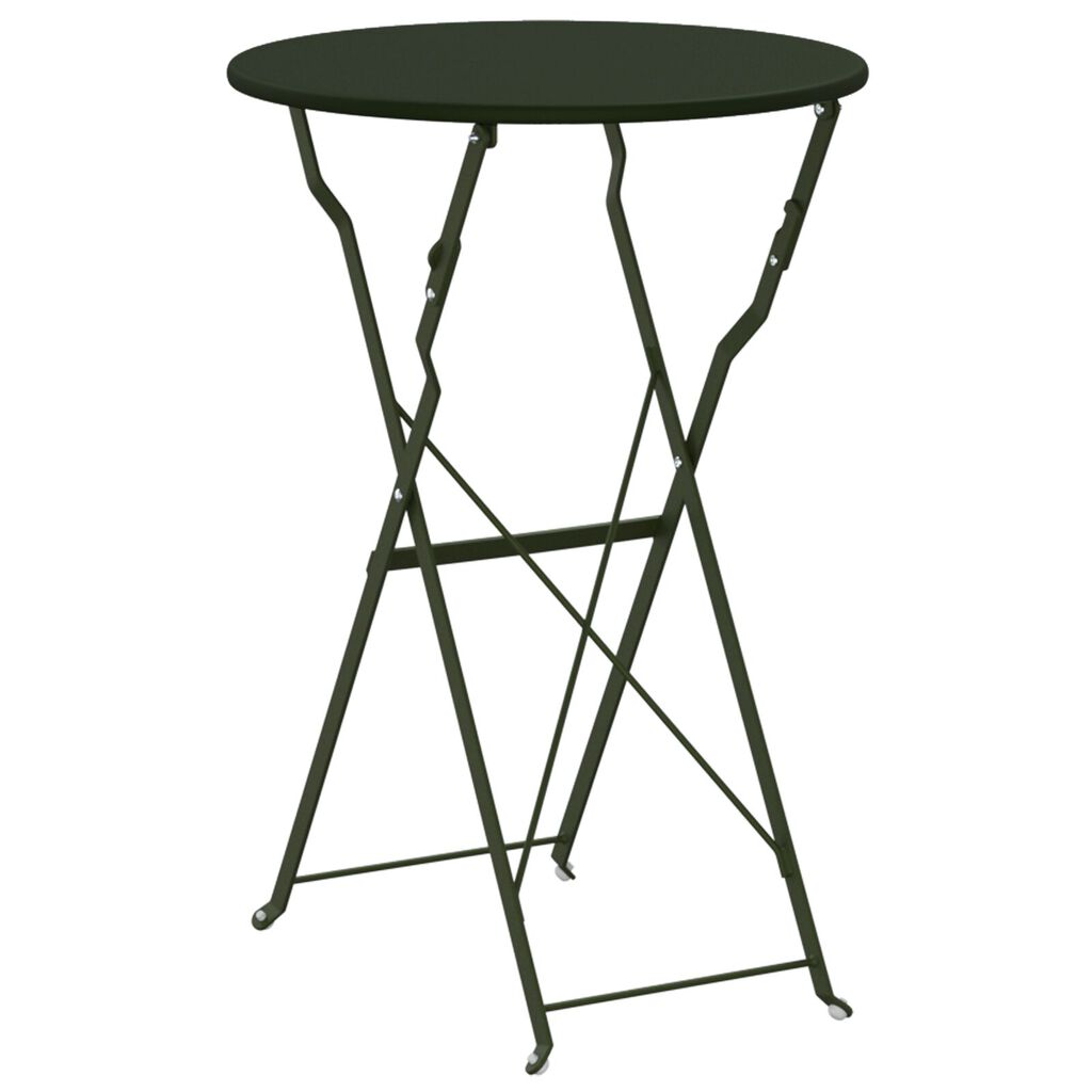 vidaXL Πτυσσόμενο Τραπέζι Bistro Σκούρο Πράσινο Ø50x71 εκ. Βαμμένο Ατσάλι