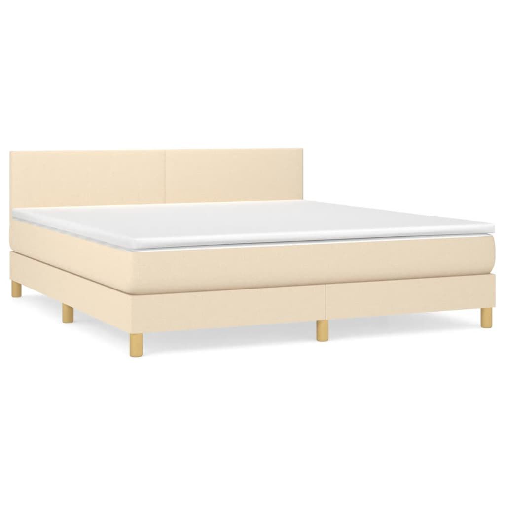 vidaXL Κρεβάτι Boxspring με Στρώμα Κρεμ 180x200 εκ. Υφασμάτινο