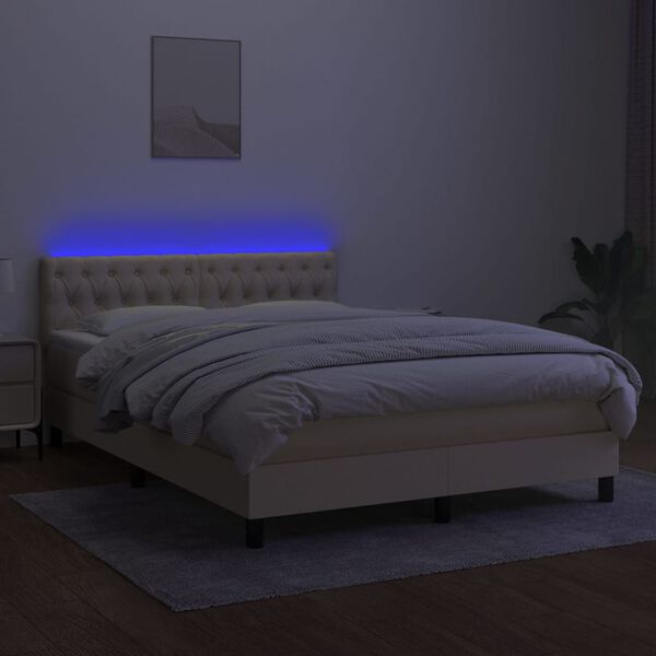 vidaXL &Kappa;&rho;&epsilon;&beta;ά&tau;&iota; Boxspring &mu;&epsilon; &Sigma;&tau;&rho;ώ&mu;&alpha; & LED &Kappa;&rho;&epsilon;&mu; 140x200 &epsilon;&kappa;. &Upsilon;&phi;&alpha;&sigma;&mu;ά&tau;&iota;&nu;&omicron;