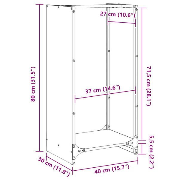 vidaXL Ράφι Καυσόξυλων Λευκό 40x30x80 εκ. Χάλυβας ψυχρής έλασης