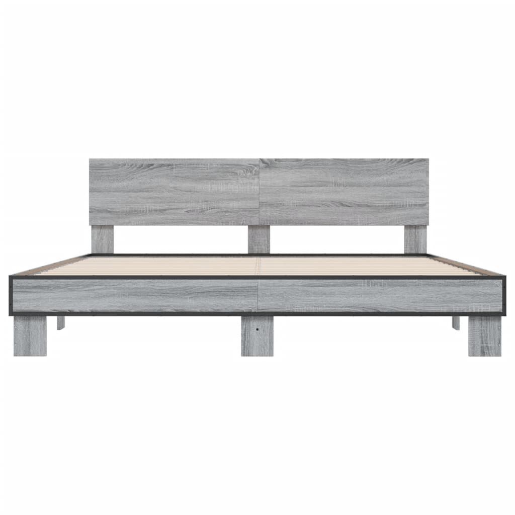 vidaXL Πλαίσιο Κρεβατιού Γκρι Sonoma 180x200 εκ. Επεξ. Ξύλο & Μέταλλο