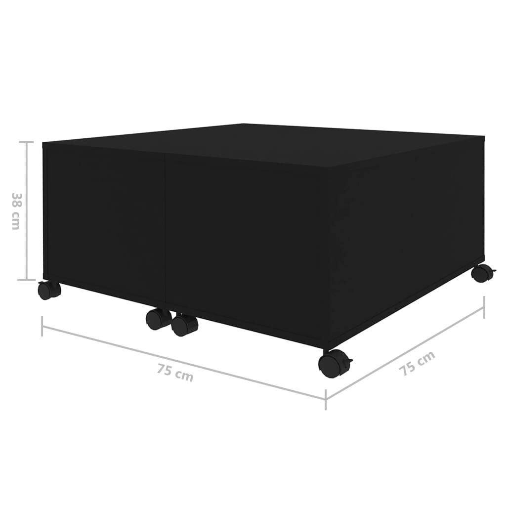 vidaXL Τραπεζάκι Σαλονιού Μαύρο 75 x 75 x 38 εκ. από Μοριοσανίδα