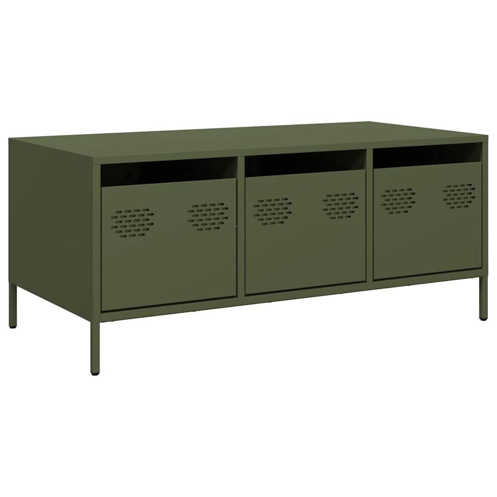 vidaXL Τραπεζάκι Σαλονιού Λαδί 101,5x50x43,5 εκ. Χάλυβα Ψυχρής Έλασης