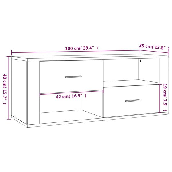 vidaXL Έπιπλο Τηλεόρασης Λευκό 100 x 35 x 40 εκ. Επεξ. Ξύλο