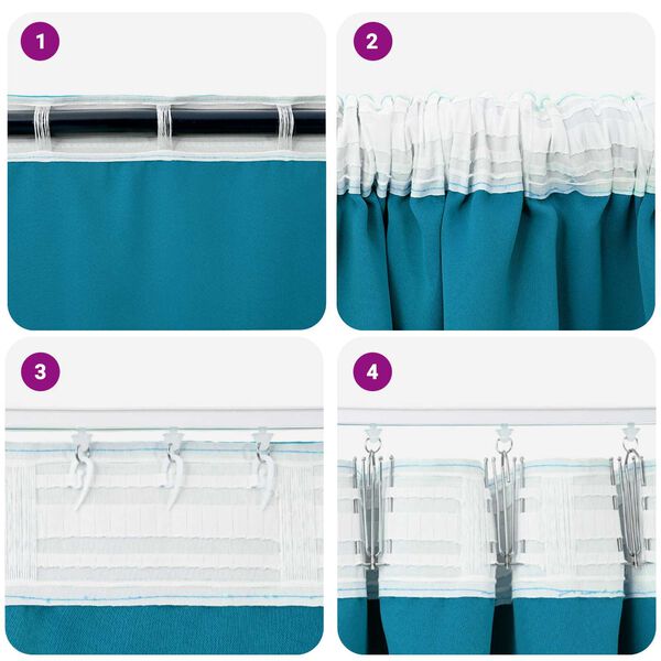 vidaXL Κουρτίνες με κουρτίνες 2 pcs Τιρκουάζ 260 x 140 εκ. Πολυεστέρας