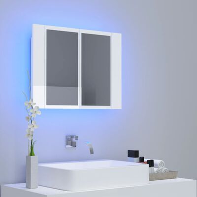 vidaXL Καθρέφτης Μπάνιου με LED Γυαλιστερό Λευκό 60x12x45 εκ.Ακρυλικός
