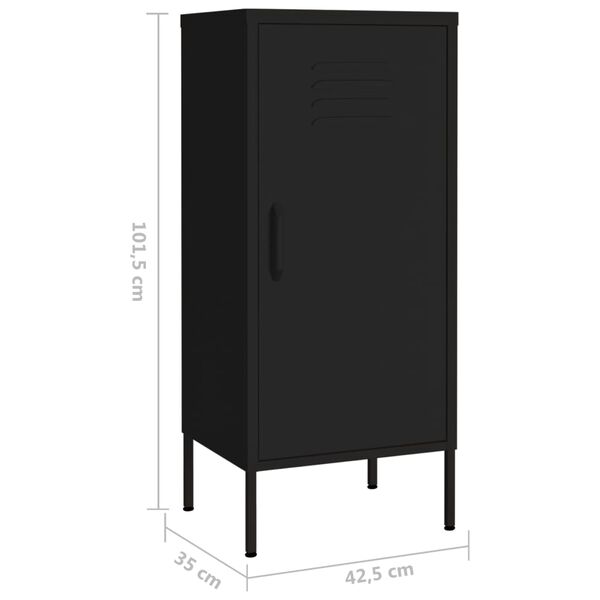 vidaXL Ντουλάπι Αποθήκευσης Μαύρο 42,5x35x101,5 εκ. από Ατσάλι