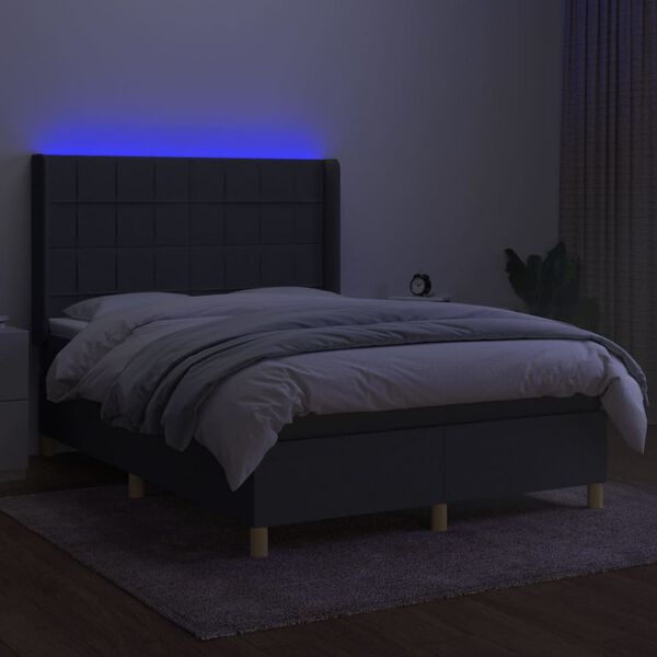 vidaXL &Kappa;&rho;&epsilon;&beta;ά&tau;&iota; Boxspring &mu;&epsilon; &Sigma;&tau;&rho;ώ&mu;&alpha; & LED &Sigma;&kappa;.&Gamma;&kappa;&rho;&iota; 140x190&epsilon;&kappa;. &Upsilon;&phi;&alpha;&sigma;&mu;ά&tau;&iota;&nu;&omicron;
