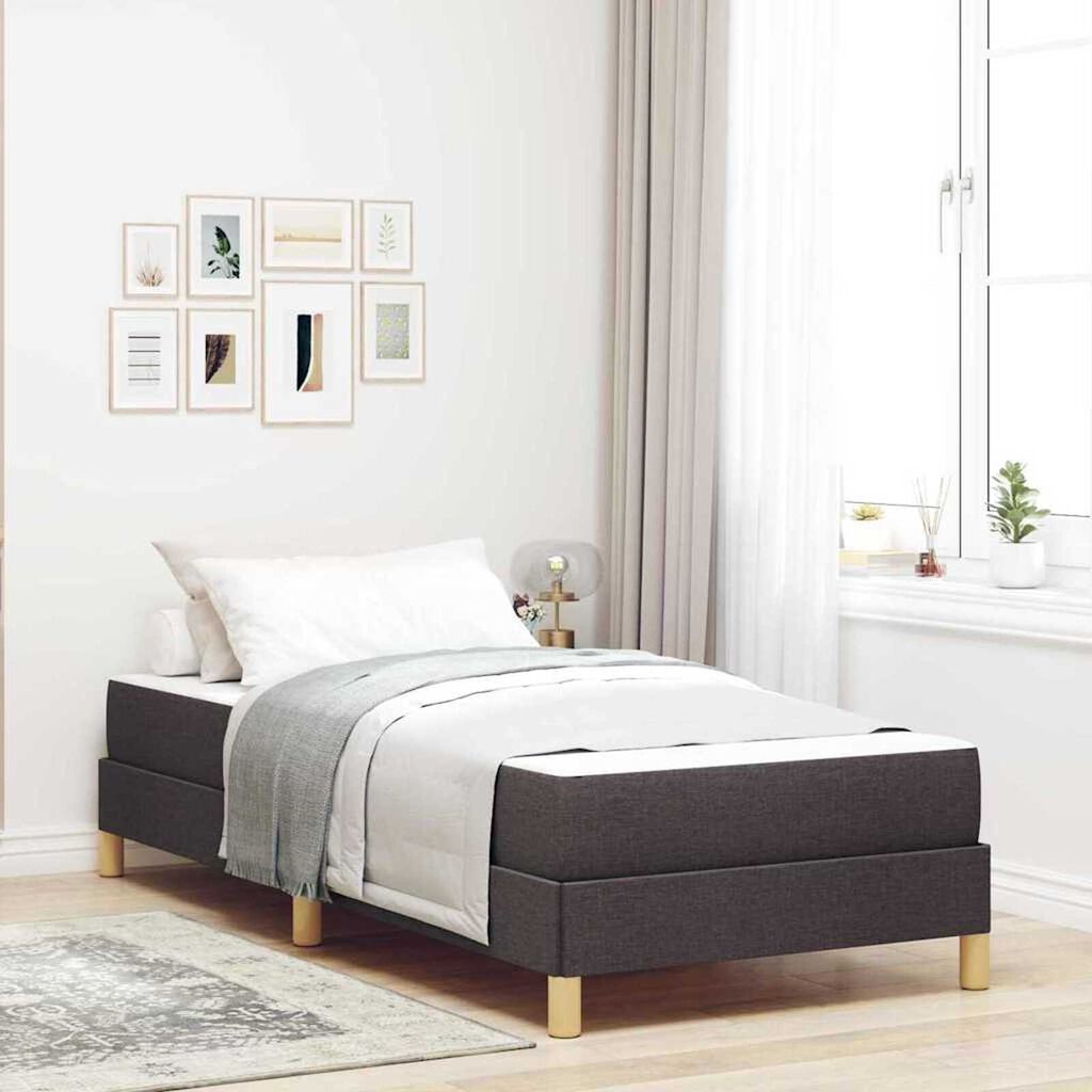 vidaXL Κρεβάτι με ελατήρια Καφέ 90 x 200 cm Ύφασμα, Επεξεργασμένο Ξύλο