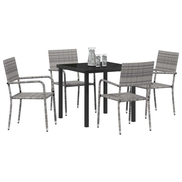 vidaXL Σέτ φαγητού για κήπο 5 pcs Γκρι Πολυ ράταν