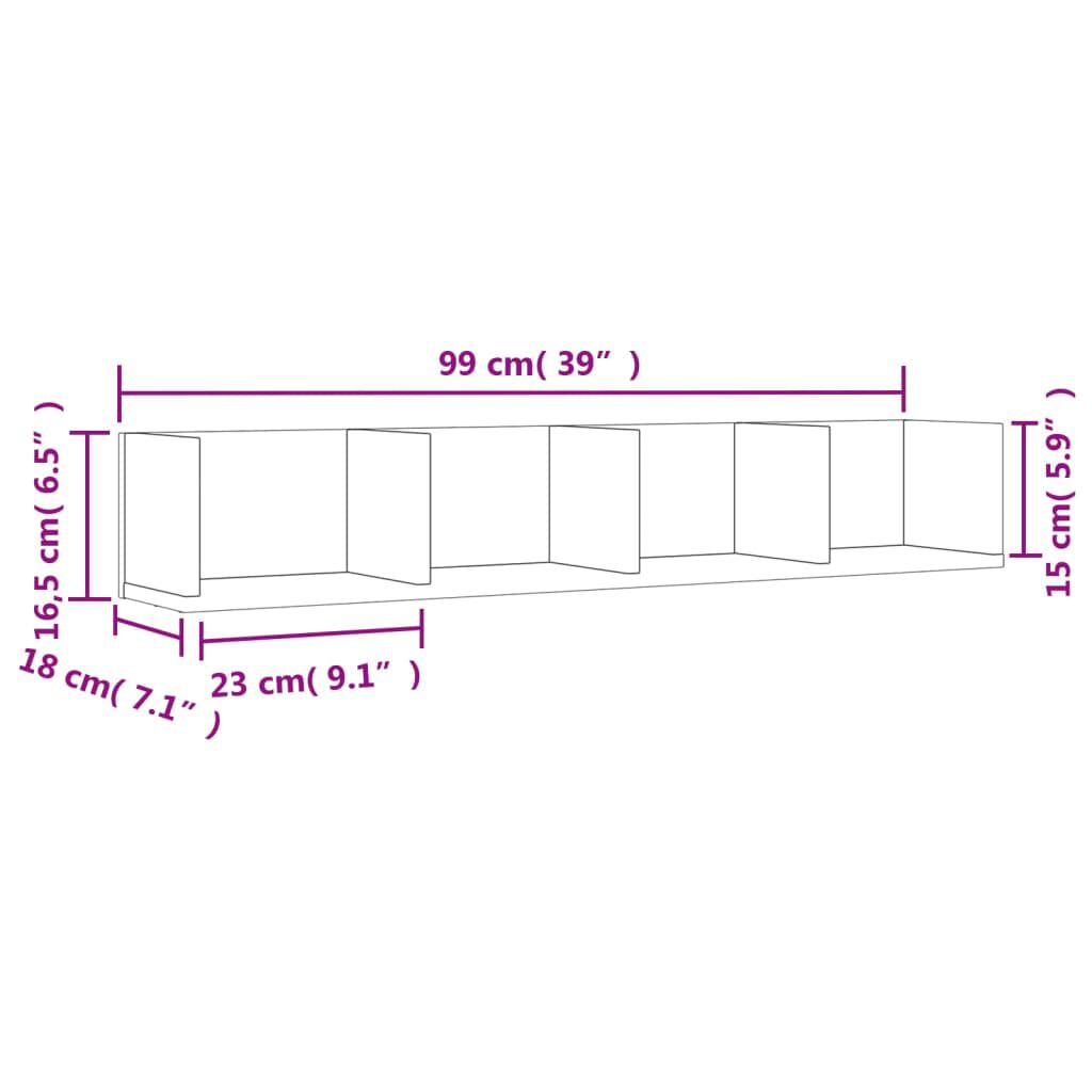 vidaXL Ντουλάπια Τοίχου 2 τεμ. Καπνιστή δρυς 99x18x16,5 εκ. Επεξ. Ξύλο