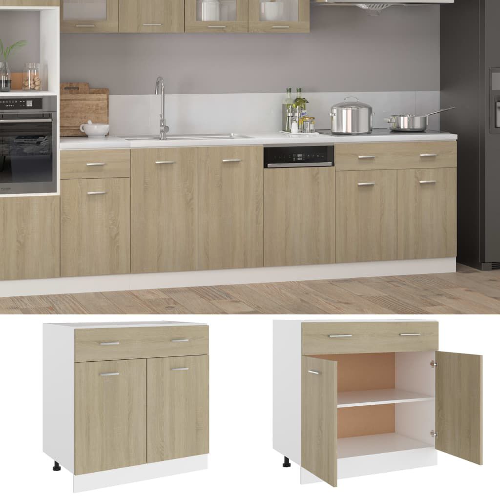 vidaXL Ντουλάπι με Συρτάρι Sonoma Δρυς 80x46x81,5 εκ. Επεξ. Ξύλο