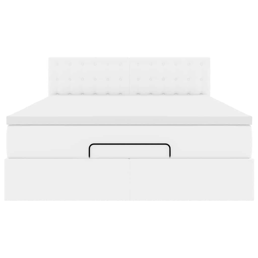 vidaXL Οθωμανικό κρεβάτι με στρώμα Λευκό 140x200cm Faux Leather