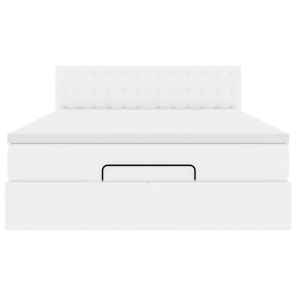 vidaXL Οθωμανικό κρεβάτι με στρώμα Λευκό 140x200cm Faux Leather