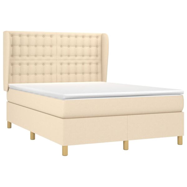 vidaXL &Kappa;&rho;&epsilon;&beta;ά&tau;&iota; Boxspring &mu;&epsilon; &Sigma;&tau;&rho;ώ&mu;&alpha; &Kappa;&rho;&epsilon;&mu; 140x190 &epsilon;&kappa;. &Upsilon;&phi;&alpha;&sigma;&mu;ά&tau;&iota;&nu;&omicron;