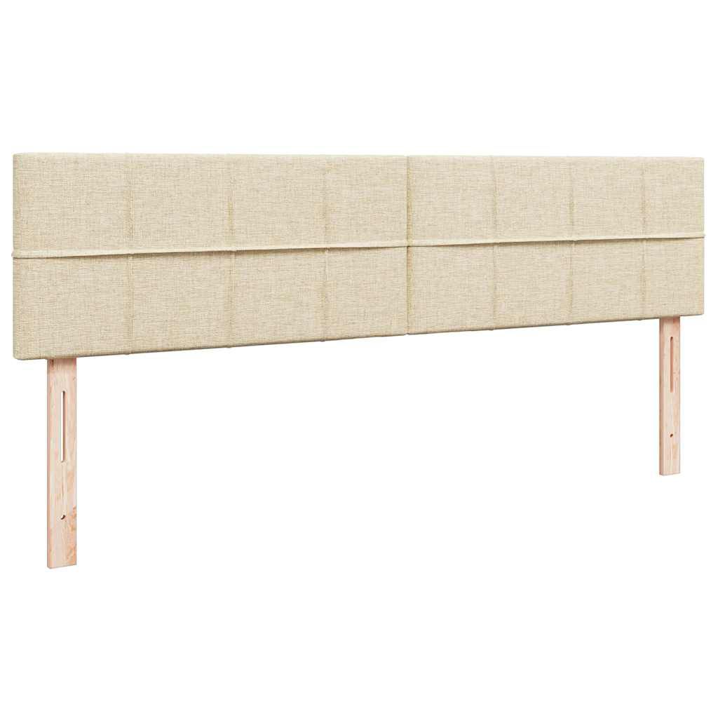 vidaXL Οθωμανικό κρεβάτι με στρώμα & LEDs Cream 180x200cm ύφασμα
