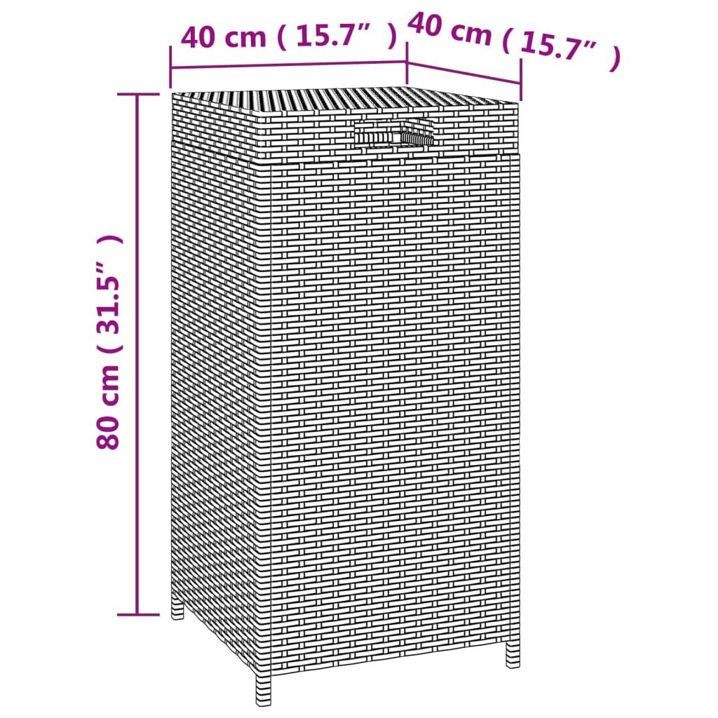 vidaXL Κάδος Απορριμάτων Καφέ 40 x 40 x 80 εκ. από Συνθετικό Ρατάν