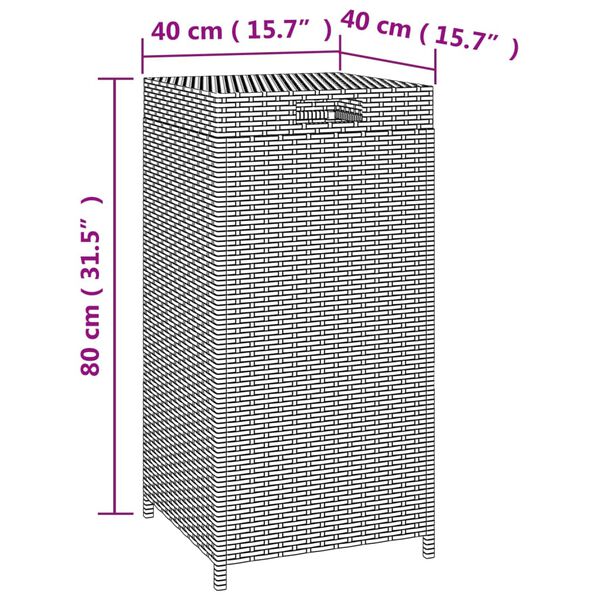 vidaXL Κάδος Απορριμάτων Καφέ 40 x 40 x 80 εκ. από Συνθετικό Ρατάν