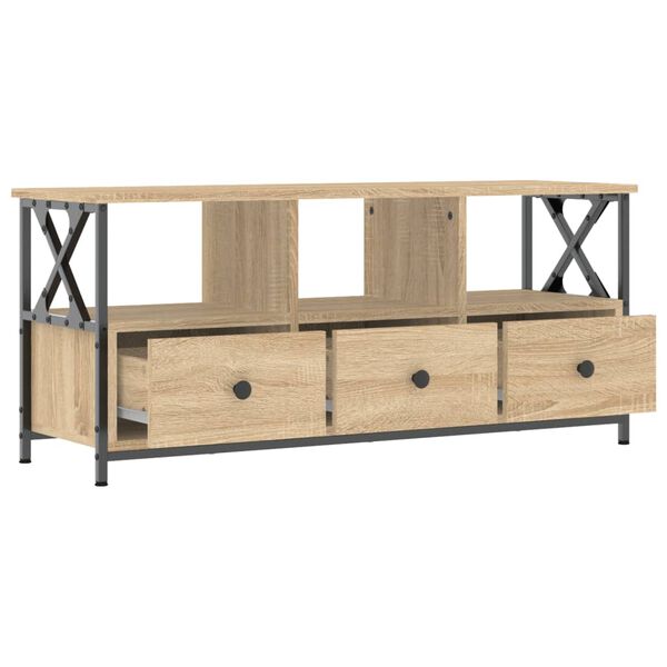 vidaXL Έπιπλο Τηλεόρασης Sonoma Δρυς 102x33x45 εκ. Επεξ. Ξύλο/Σίδερο